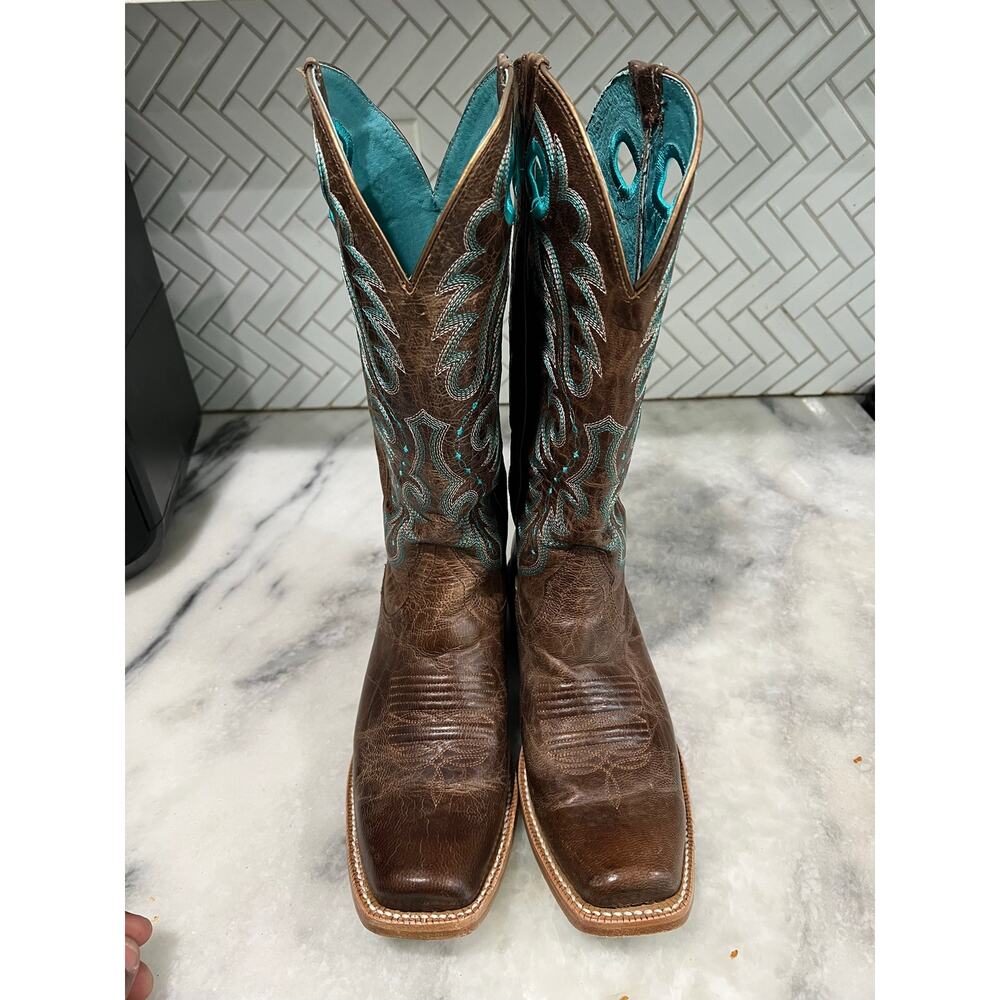 Ariat Sport Western Boots Women’s 8B Brown Turquoise Square Toe Style 10034089 - Picture 6 of 13